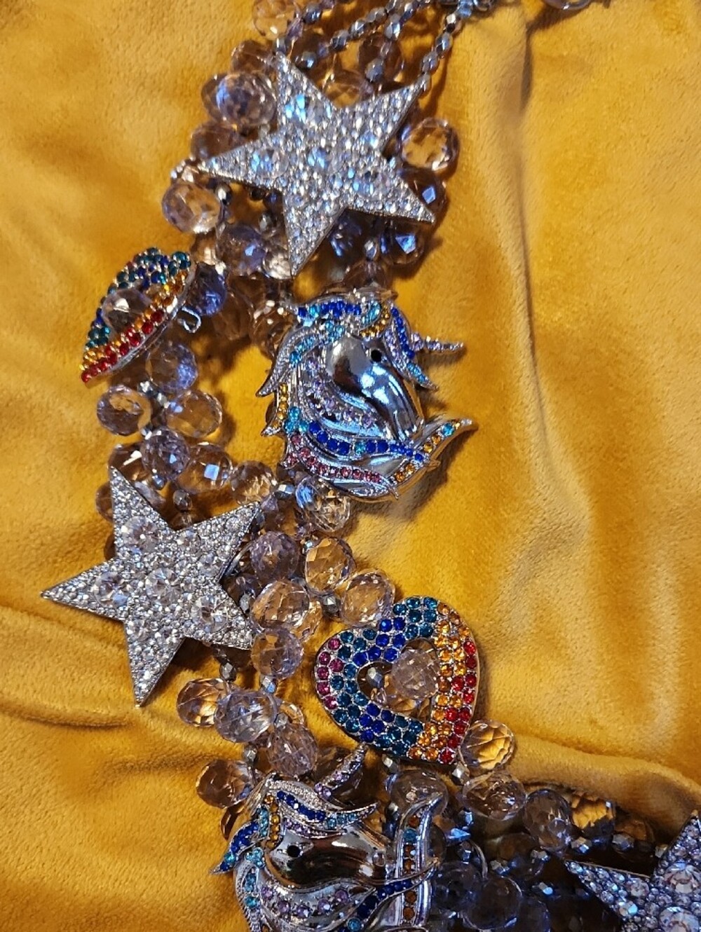 Sassy Jones Silver Multicolor Crystal Star, Unicorn & Heart Necklace - Picture 2 of 5